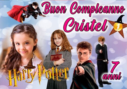 BANNER STRISCIONE compleanno - Harry Potter hermione- NOME foto ed età –  GLOBAL PUBBLICITÀ