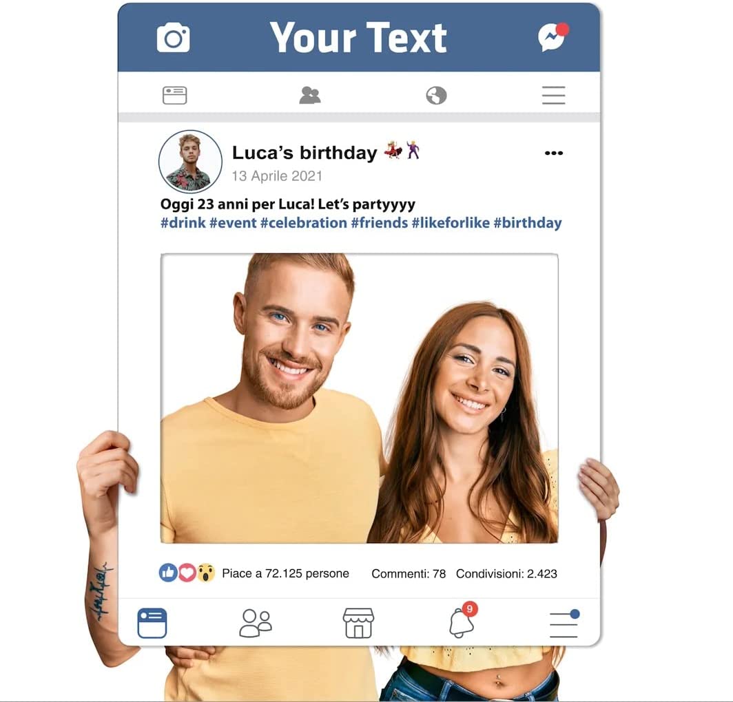 CORNICE SOCIAL PERSONALIZZABILE CON NOMI E DATA - Insta Birthday - CON –  GLOBAL PUBBLICITÀ