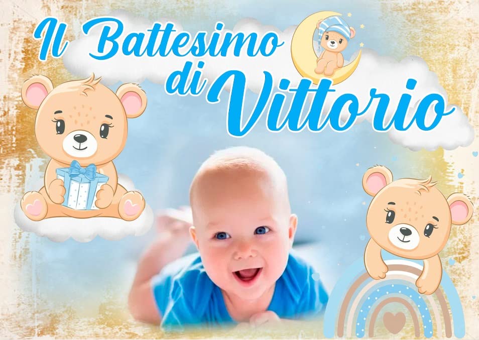 Striscione personalizzato con nome il mio battesimo a tema piccolo principe  cannocchiale