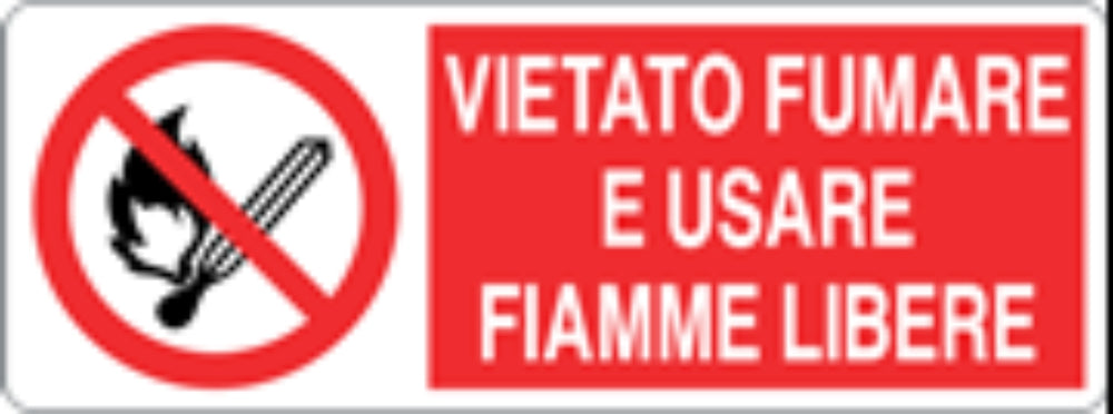 VIETATO FUMARE E USARE FIAMME LIBERE - CARTELLO SEGNALETICO UNI ISO 7010 in Adesivo, Pannello in Forex, Pannello In Alluminio