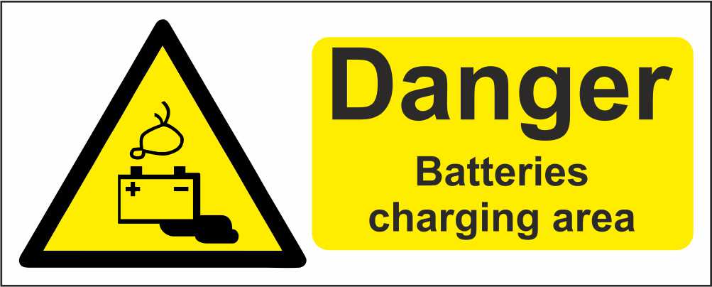 Danger Battery Charging Area - CARTELLO SEGNALETICO UNI ISO 7010 in Adesivo Resistente, Pannello in Forex, Pannello In Alluminio