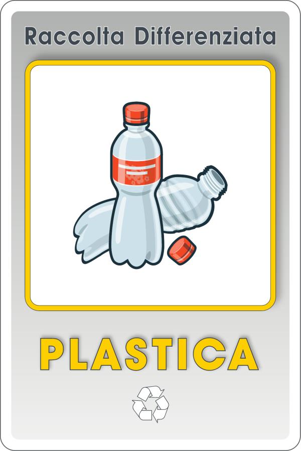 GLOBAL CARTELLO SEGNALETICO - RACCOLTA DIFFERENZIATA - PLASTICA - Adesivo Resistente, Pannello in Forex, Pannello In Alluminio