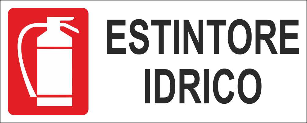 ESTINTORE IDRICO - CARTELLO SEGNALETICO UNI ISO 7010 in Adesivo Resistente, Pannello in Forex, Pannello In Alluminio