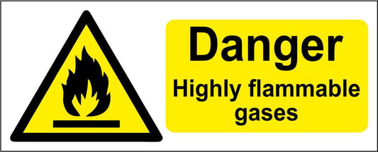 Danger highly flammable gases - CARTELLO SEGNALETICO UNI ISO 7010 in Adesivo Resistente, Pannello in Forex, Pannello In Alluminio