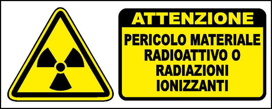 PERICOLO MATERIALE RADIOATTIVO O RADIAZIONI IONIZZANTI - CARTELLO SEGNALETICO UNI ISO 7010 in Adesivo Resistente, Pannello in Forex, Pannello In Alluminio