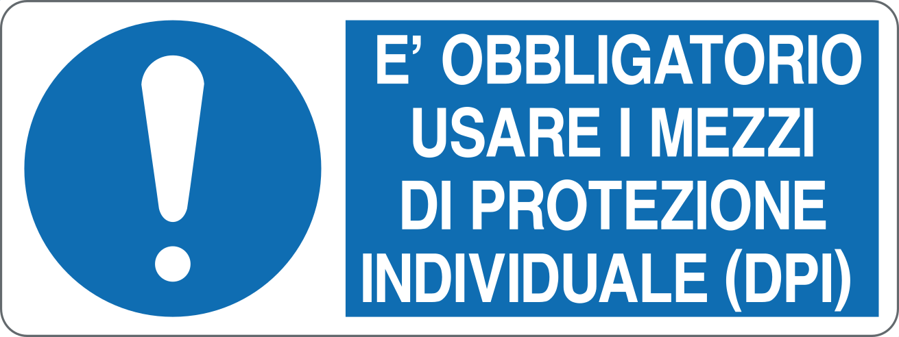 È OBBLIGATORIO USARE I MEZZI DI PROTEZIONE INDIVIDUALE - CARTELLO SEGNALETICO UNI ISO 7010 in Adesivo, Pannello in Forex, Pannello In Alluminio