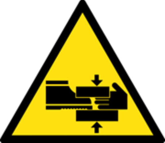 PERICOLO SCHIACCIAMENTO MANI/PIEDI - CARTELLO SEGNALETICO TRIANGOLO ISO 7010 - Adesivo Extra Resistente, Pannello in Forex, Pannello In Alluminio