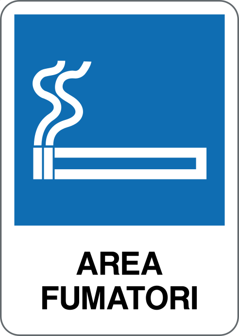 GLOBAL CARTELLO SEGNALETICO - AREA FUMATORI - Adesivo Resistente, Pannello in Forex, Pannello In Alluminio