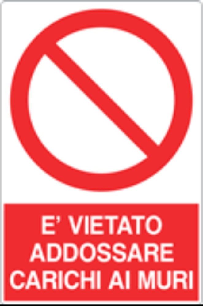 GLOBAL CARTELLO SEGNALETICO - È VIETATO ADDOSSARE CARICHI AI MURI - Adesivo Resistente, Pannello in Forex, Pannello In Alluminio