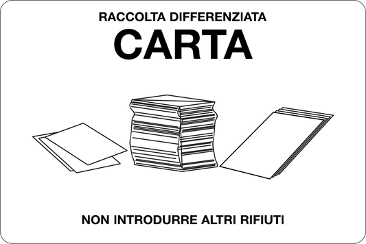 GLOBAL CARTELLO SEGNALETICO - CARTA - RACCOLTA DIFFERENZIATA - Adesivo Resistente, Pannello in Forex, Pannello In Alluminio