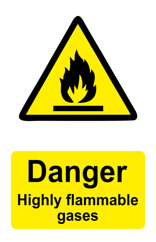 GLOBAL CARTELLO SEGNALETICO - danger highly flammable gases  - Adesivo Extra Resistente, Pannello in Forex, Pannello In Alluminio