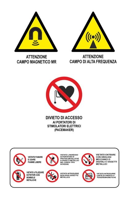 GLOBAL CARTELLO SEGNALETICO - attenzione campo magnetico e di alta frequenza - Adesivo Extra Resistente, Pannello in Forex, Pannello In Alluminio