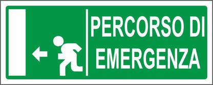 PERCORSO DI EMERGENZA PERSONALIZZATO - CARTELLO SEGNALETICO UNI ISO 7010 in Adesivo Resistente, Pannello in Forex, Pannello In Alluminio