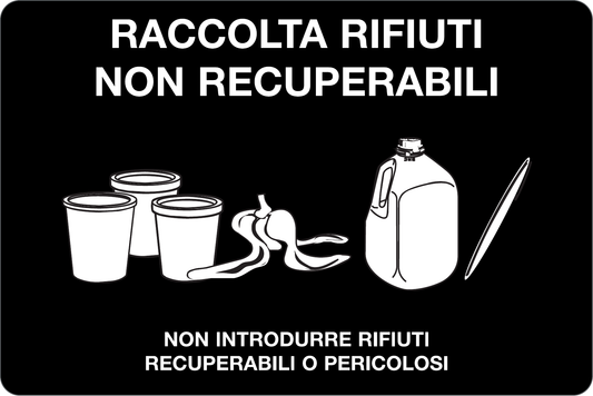 GLOBAL CARTELLO SEGNALETICO - RIFIUTI NON RECUPERABILI - RACCOLTA DIFFERENZIATA - Adesivo Resistente, Pannello in Forex, Pannello In Alluminio