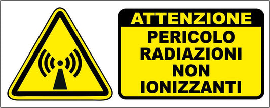 PERICOLO RADIAZIONI NON IONIZZANTI - CARTELLO SEGNALETICO UNI ISO 7010 in Adesivo Resistente, Pannello in Forex, Pannello In Alluminio