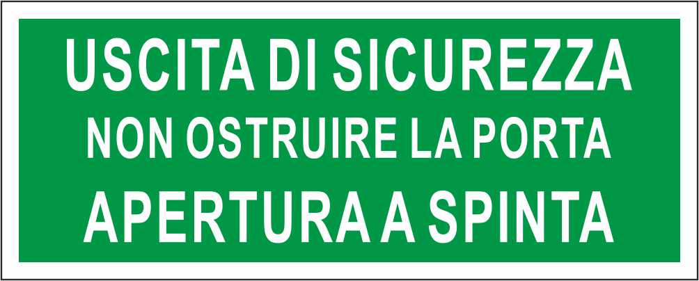 USCITA DI EMERGENZA NON OSTRUIRE LA PORTA - CARTELLO SEGNALETICO UNI ISO 7010 in Adesivo Resistente, Pannello in Forex, Pannello In Alluminio