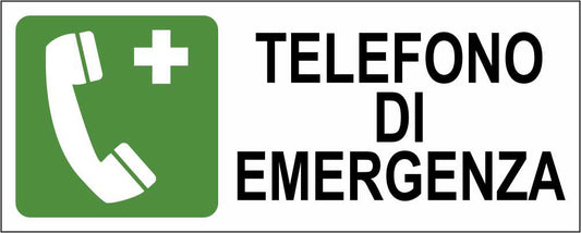 TELEFONO DI EMERGENZA - CARTELLO SEGNALETICO UNI ISO 7010 in Adesivo Resistente, Pannello in Forex, Pannello In Alluminio