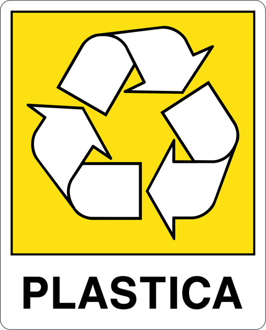 GLOBAL CARTELLO SEGNALETICO - PLASTICA - RACCOLTA DIFFERENZIATA - Adesivo Resistente, Pannello in Forex, Pannello In Alluminio