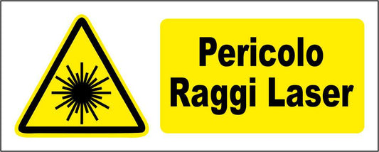 PERICOLO RAGGI LASER mod 2 - CARTELLO SEGNALETICO UNI ISO 7010 in Adesivo Resistente, Pannello in Forex, Pannello In Alluminio