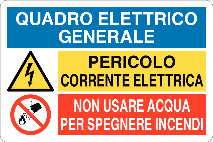 GLOBAL CARTELLO SEGNALETICO - QUADRO ELETTRICO GENERALE CORRENTE ELETTRICA - Adesivo Resistente, Pannello in Forex, Pannello In Alluminio