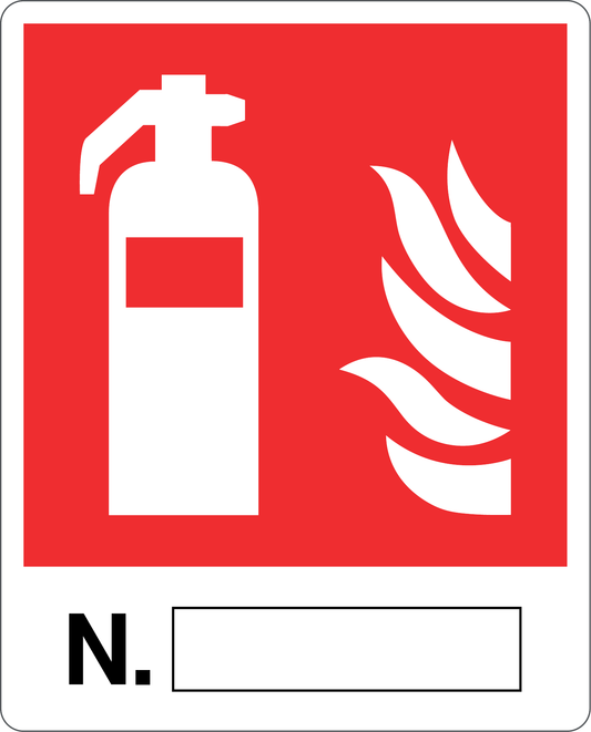 GLOBAL CARTELLO SEGNALETICO - ESTINTORE NUMERO - Adesivo Resistente, Pannello in Forex, Pannello In Alluminio