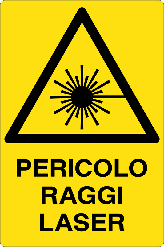 GLOBAL CARTELLO SEGNALETICO - PERICOLO RAGGI LASER - Adesivo Resistente, Pannello in Forex, Pannello In Alluminio