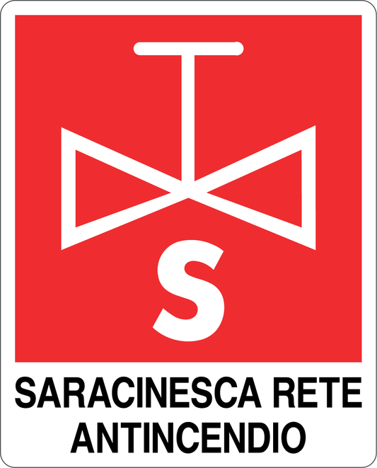 GLOBAL CARTELLO SEGNALETICO - SARACINESCA RETE ANTINCENDIO - Adesivo Resistente, Pannello in Forex, Pannello In Alluminio