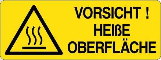 VORSICHT! HEIBE OBERFLACHE - CARTELLO SEGNALETICO UNI ISO 7010 in Adesivo, Pannello in Forex, Pannello In Alluminio