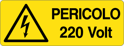 PERICOLO 220 VOLT - CARTELLO SEGNALETICO UNI ISO 7010 in Adesivo, Pannello in Forex, Pannello In Alluminio