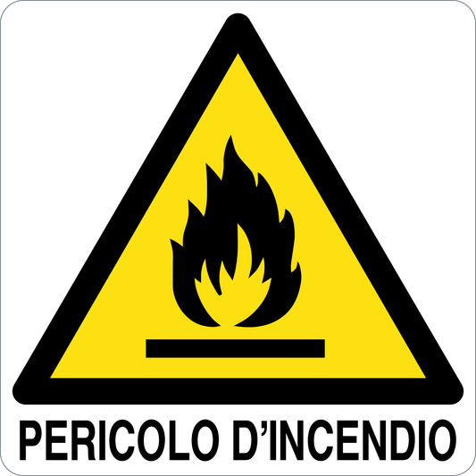 PERICOLO D'INCENDIO - CARTELLO SEGNALETICO QUADRATO ISO 7010 - Adesivo Extra Resistente, Pannello in Forex, Pannello In Alluminio