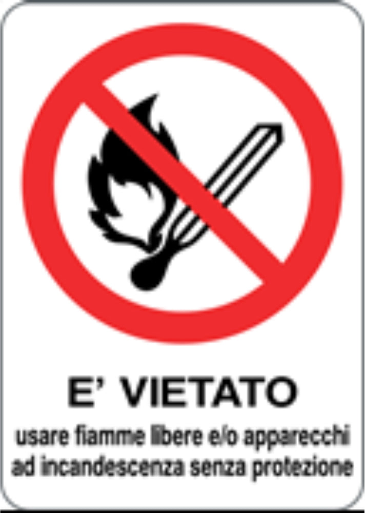 GLOBAL CARTELLO SEGNALETICO - È VIETATO USARE FIAMME LIBERE E/O APPARECCHI - Adesivo Resistente, Pannello in Forex, Pannello In Alluminio