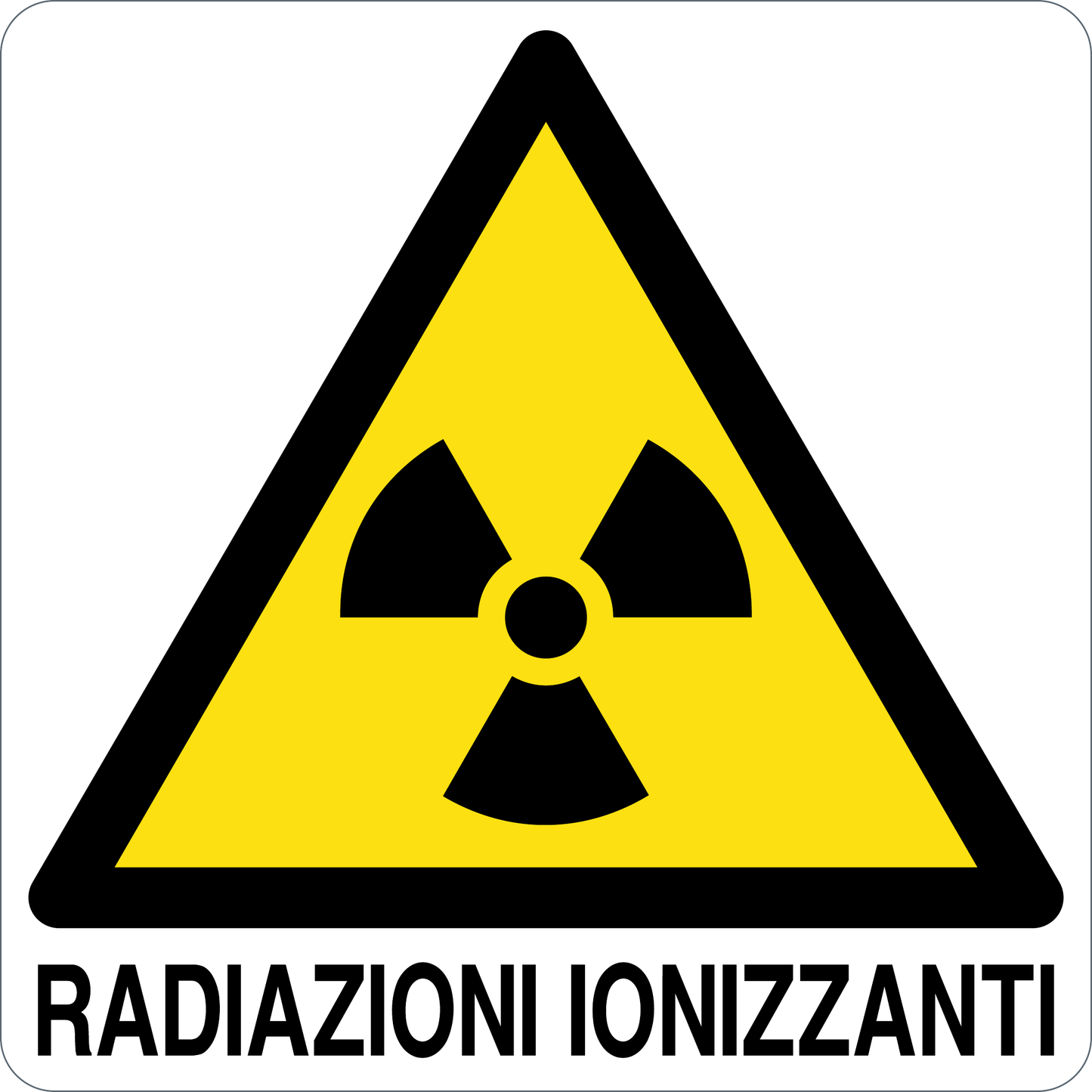 RADIAZIONI IONIZZANTI - CARTELLO SEGNALETICO QUADRATO ISO 7010 - Adesivo Extra Resistente, Pannello in Forex, Pannello In Alluminio