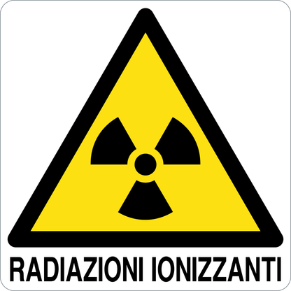 RADIAZIONI IONIZZANTI - CARTELLO SEGNALETICO QUADRATO ISO 7010 - Adesivo Extra Resistente, Pannello in Forex, Pannello In Alluminio