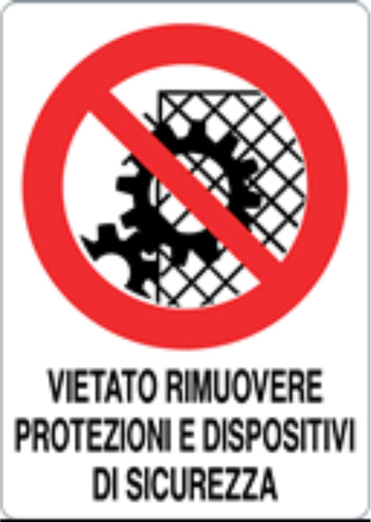 GLOBAL CARTELLO SEGNALETICO - NON RIMUOVERE PROTEZIONI E DISPOSITIVI DI SICUREZZA - Adesivo Resistente, Pannello in Forex, Pannello In Alluminio