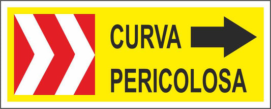 CURVA PERICOLOSA DESTRA - CARTELLO SEGNALETICO UNI ISO 7010 in Adesivo Resistente, Pannello in Forex, Pannello In Alluminio