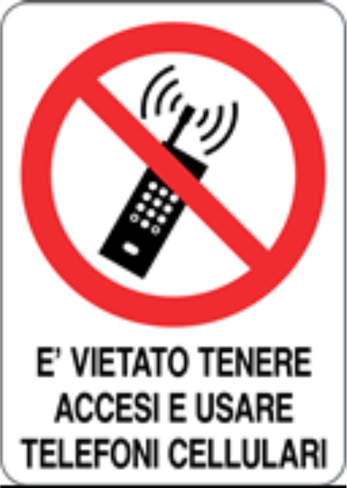 GLOBAL CARTELLO SEGNALETICO - È VIETATO TENERE ACCESI E USARE TELEFONI CELLULARI - Adesivo Resistente, Pannello in Forex, Pannello In Alluminio