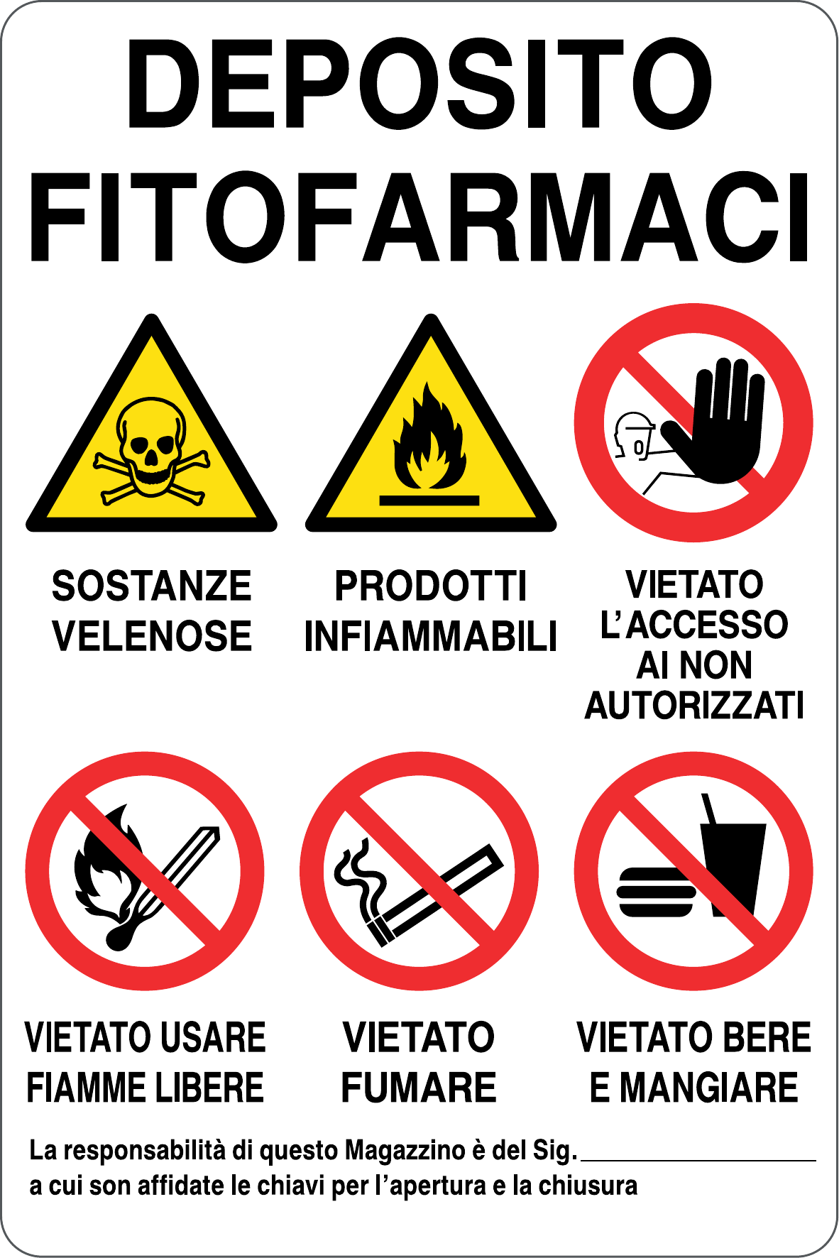 GLOBAL CARTELLO SEGNALETICO - DEPOSITO FITOFARMACI - Adesivo Resistente, Pannello in Forex, Pannello In Alluminio