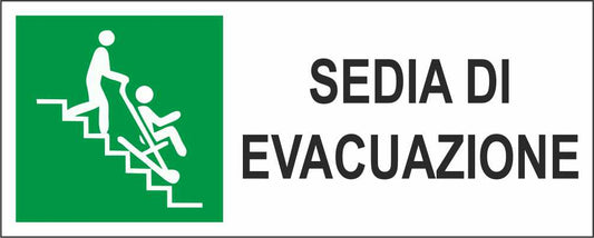 SEDIA DI EVACUAZIONE - CARTELLO SEGNALETICO UNI ISO 7010 in Adesivo Resistente, Pannello in Forex, Pannello In Alluminio