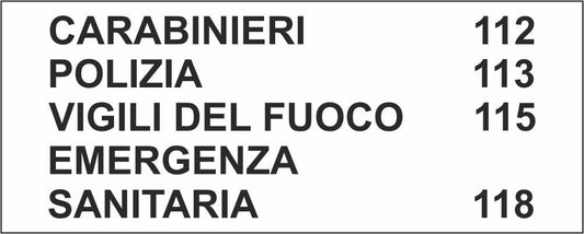 NUMERI UTILI - CARTELLO SEGNALETICO UNI ISO 7010 in Adesivo Resistente, Pannello in Forex, Pannello In Alluminio