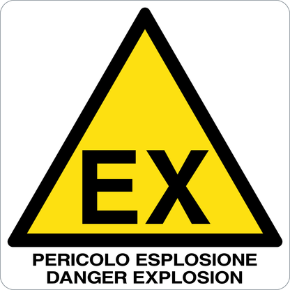 PERICOLO ESPLOSIONE DANGER EXPLOSION - CARTELLO SEGNALETICO QUADRATO ISO 7010 - Adesivo Extra Resistente, Pannello in Forex, Pannello In Alluminio