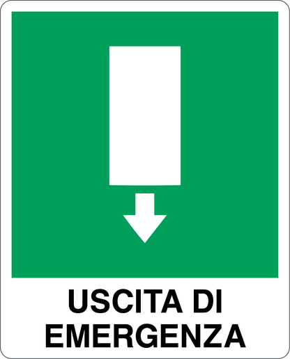 GLOBAL CARTELLO SEGNALETICO - USCITA DI EMERGENZA BASSO - Adesivo Resistente, Pannello in Forex, Pannello In Alluminio