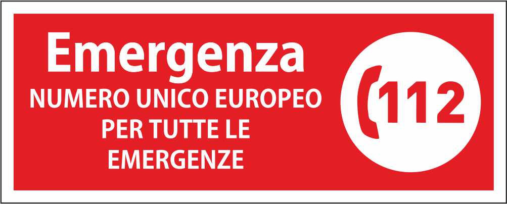 Numero unico europeo - CARTELLO SEGNALETICO UNI ISO 7010 in Adesivo Resistente, Pannello in Forex, Pannello In Alluminio