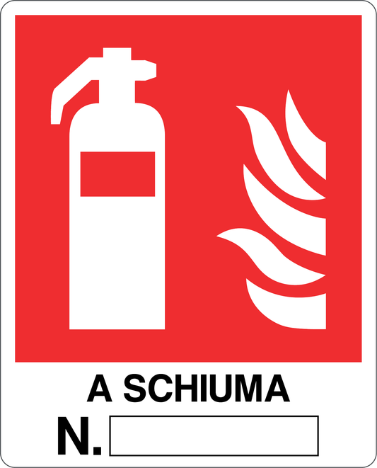 GLOBAL CARTELLO SEGNALETICO - ESTINTORE A SCHIUMA N. - Adesivo Resistente, Pannello in Forex, Pannello In Alluminio
