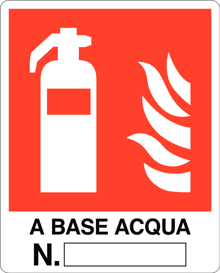 GLOBAL CARTELLO SEGNALETICO - ESTINTORE A BASE ACQUA N. - Adesivo Resistente, Pannello in Forex, Pannello In Alluminio