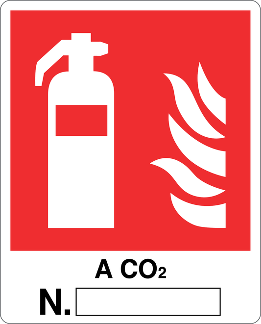 GLOBAL CARTELLO SEGNALETICO - ESTINTORE A CO2 N. - Adesivo Resistente, Pannello in Forex, Pannello In Alluminio