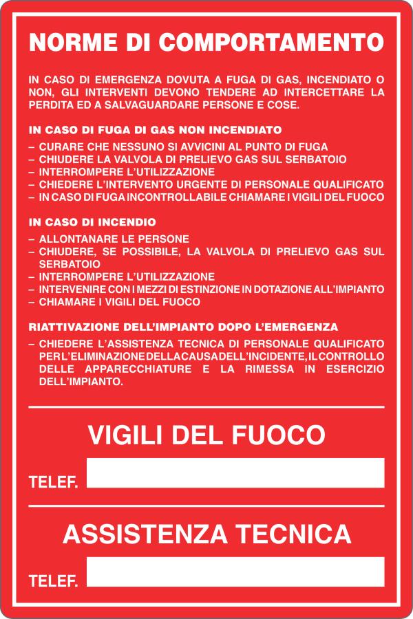 GLOBAL CARTELLO SEGNALETICO - NORME DI COMPORTAMENTO IN CASO DI INCENDIO - Adesivo Resistente, Pannello in Forex, Pannello In Alluminio