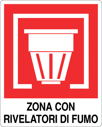 GLOBAL CARTELLO SEGNALETICO - ZONA CON RIVELATORI DI FUMO - Adesivo Resistente, Pannello in Forex, Pannello In Alluminio