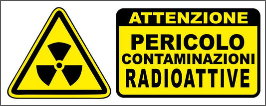 PERICOLO CONTAMINAZIONI RADIOATTIVE - CARTELLO SEGNALETICO UNI ISO 7010 in Adesivo Resistente, Pannello in Forex, Pannello In Alluminio