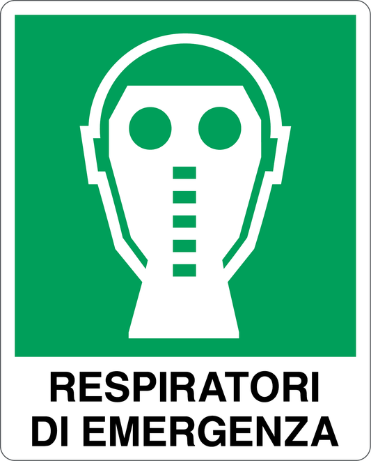 GLOBAL CARTELLO SEGNALETICO - RESPIRATORI DI EMERGENZA - Adesivo Resistente, Pannello in Forex, Pannello In Alluminio