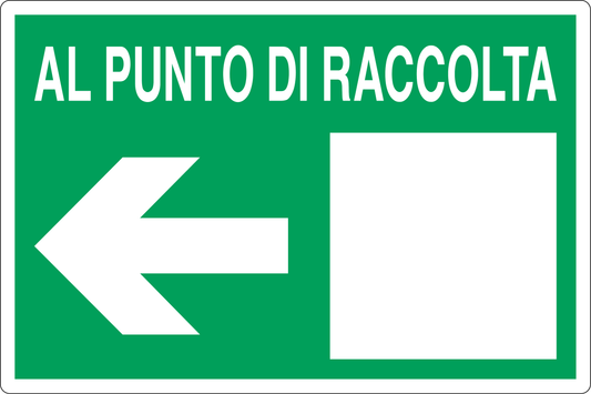 GLOBAL CARTELLO SEGNALETICO - AL PUNTO DI RACCOLTA FRECCIA A SINISTRA - Adesivo Resistente, Pannello in Forex, Pannello In Alluminio